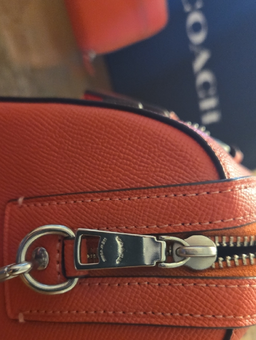 Coach Orange Textured Leather Satchel with Matching Wallet - Picture 11 of 13